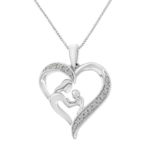 Sterling Silver Mothers Love Diamond Heart Pendant-Necklace 18 Sterling Silver Mothers Love Diamond Heart Pendant-Necklace 18
