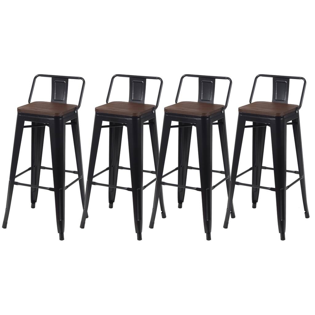 Industrial Metal Bar Stools Set, Barstool Chair Set of 4