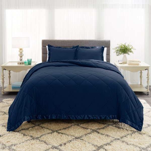 Empyrean Bedding Satin Trim Quilted Microfiber Comforter Set Overstock 30669146