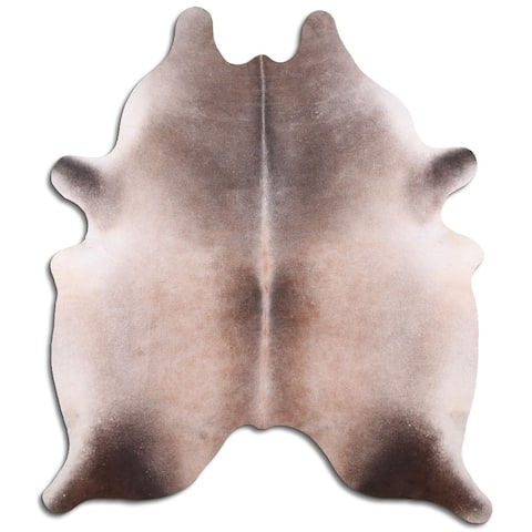 grey and brown cowhide rug - L