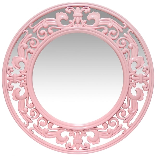 Traditional Pink 24 inch Decorative Round Pink Wall Mirror - Overstock