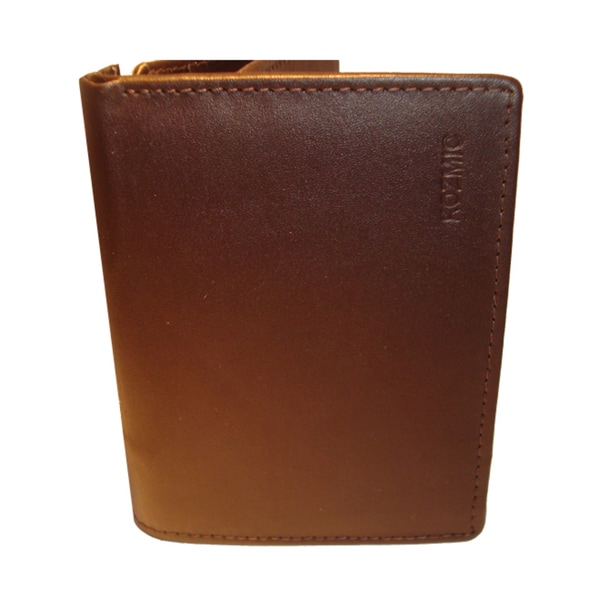 Kozmic Dark Brown Leather Tri-fold Wallet