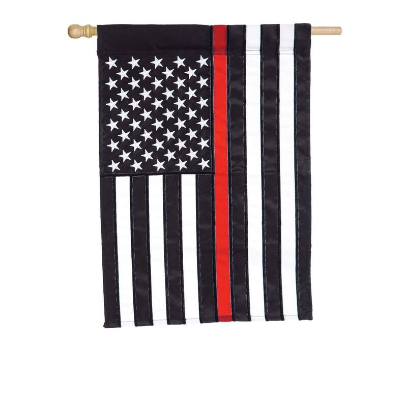 28" x 44" Thin Red Line Applique House Flag