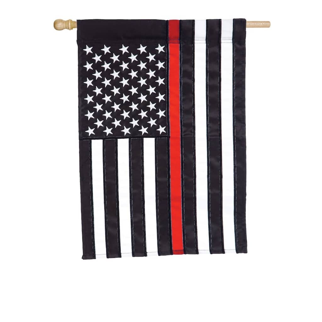 28" x 44" Thin Red Line Applique House Flag
