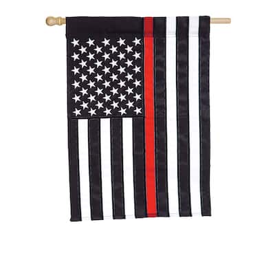 28" x 44" Thin Red Line Applique House Flag