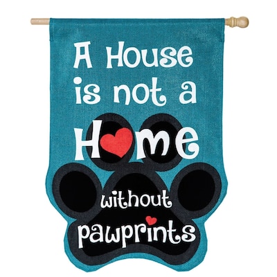 28" x 44" Paw Prints Burlap House Flag