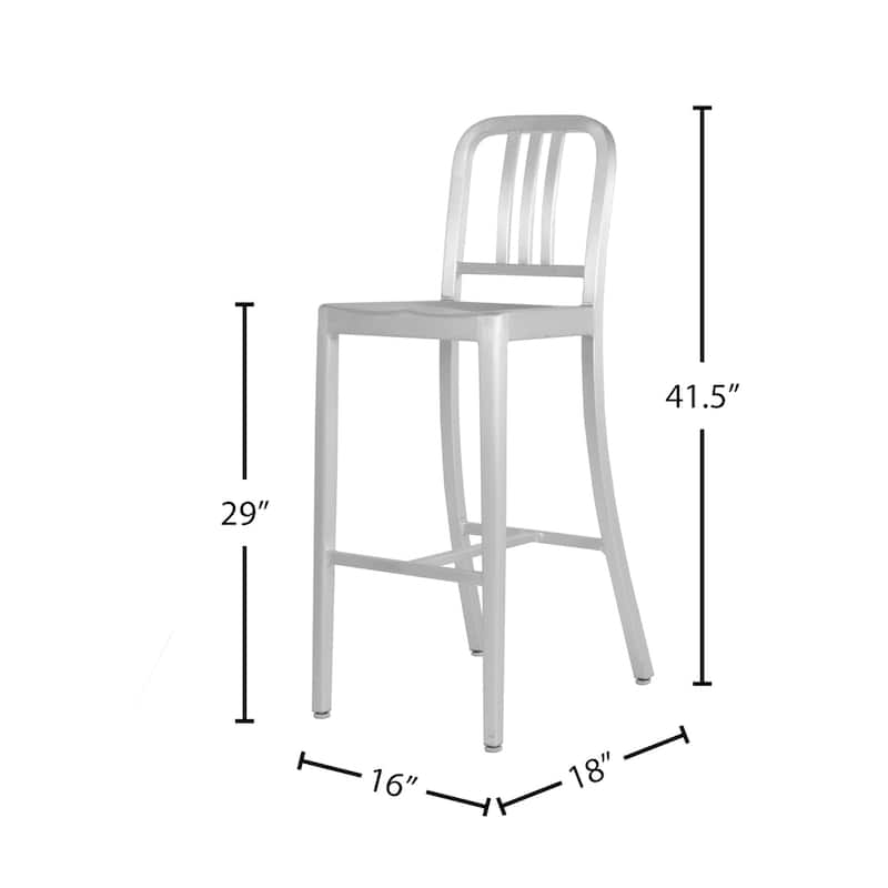 Army Modern Aluminum Slat Back Bar Stool (24-inch/ 29-inch)