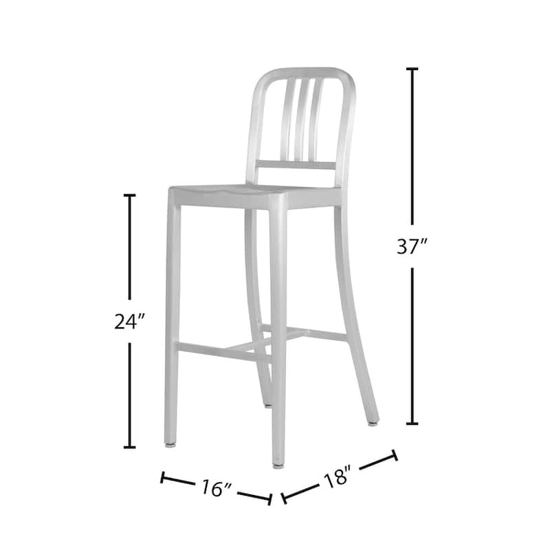 Army Modern Aluminum Slat Back Bar Stool (24-inch/ 29-inch)