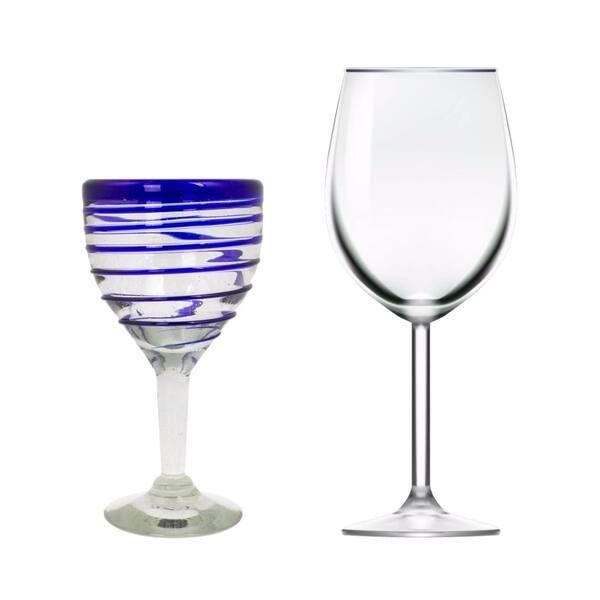 Cobalt Blue Stemless Wine Glasses Set of 6 15 ounces Vibrant Colored Glass