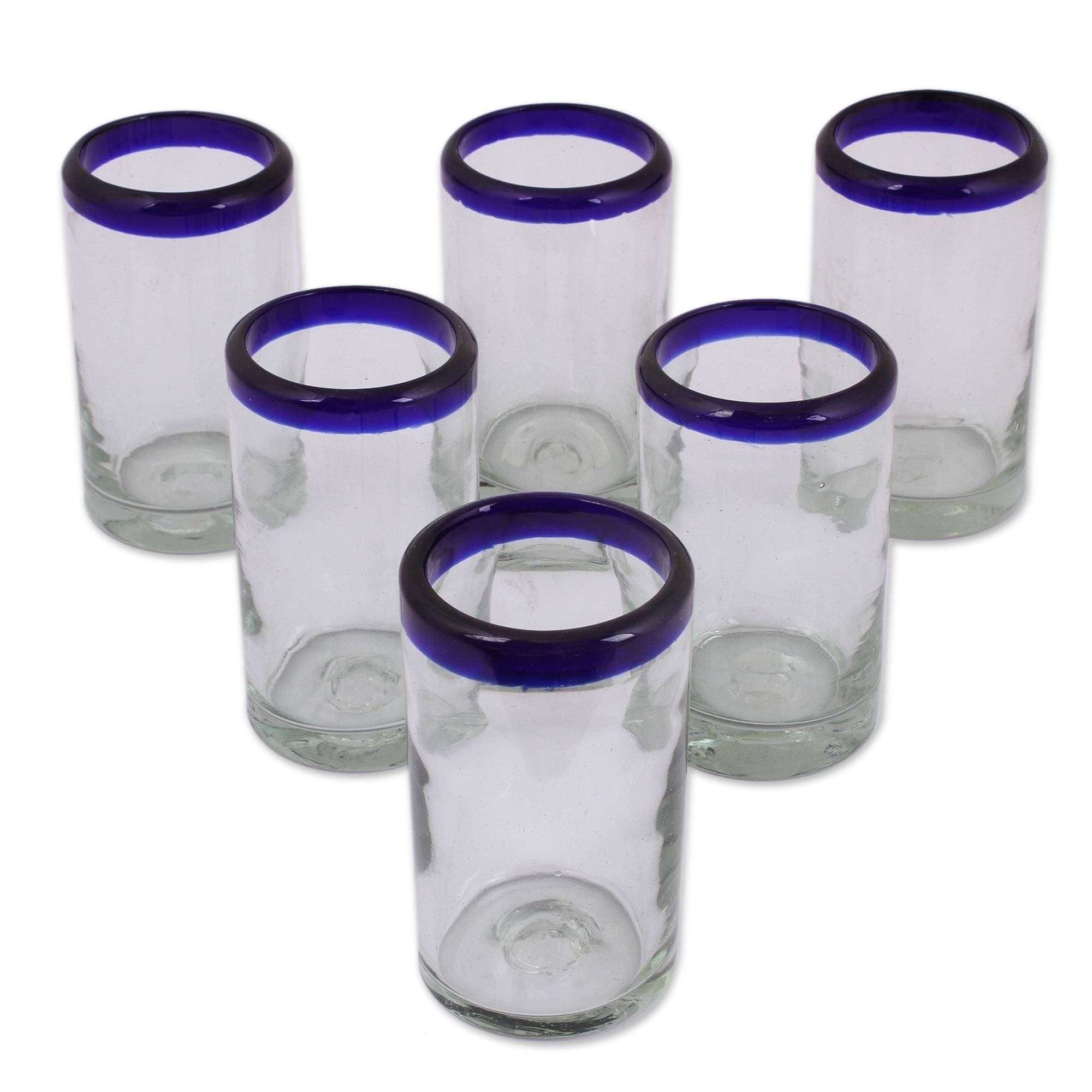NOVICA Artisan Crafted Dark Blue Recycled Glass Hand Blown Drinking Glasses Set Of 6 'Pure Cobalt' 13 Oz NOVICA Artisan Crafted Dark Blue Recycled Glass Hand Blown Drinking Glasses Set Of 6 'Pure Cobalt' 13 Oz