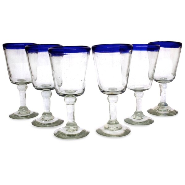 Handmade Chardonnay Tableware Wine Glasses, Set of 6 (Mexico). Opens flyout.