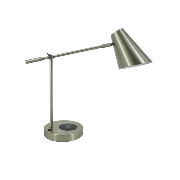 Adesso Brushed Steel Wireless Charging Table Lamp