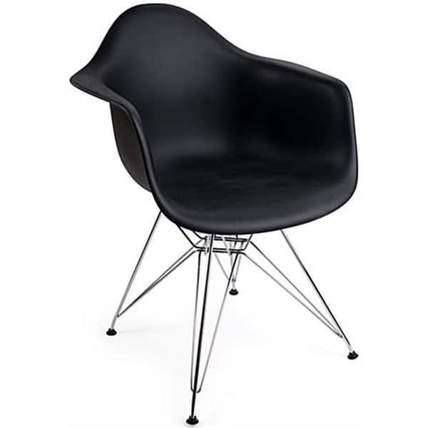 slide 1 of 11, Porch & Den Old Weir Mid-Century Metal Eiffel Base/ Bucket Dining Chair Black
