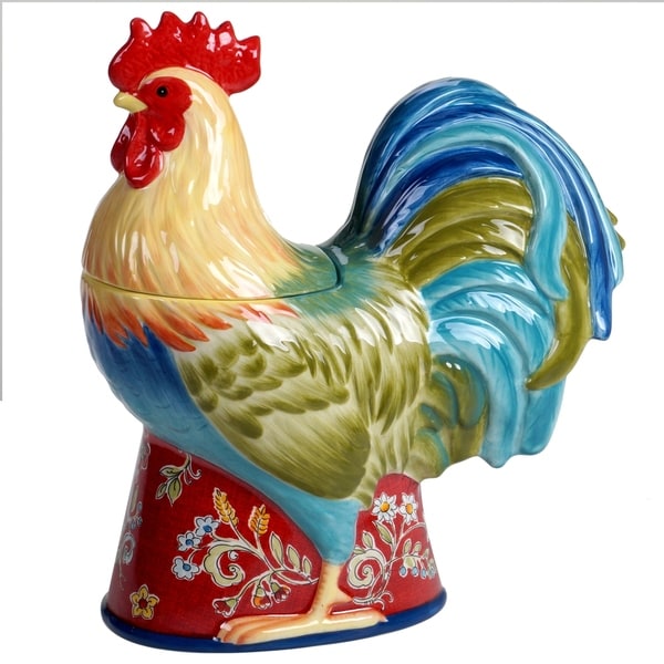Certified International Morning Bloom 3D Rooster Cookie Jar, 64 oz.