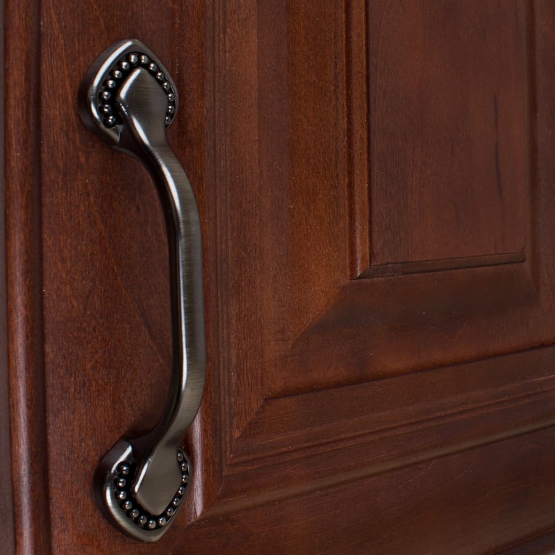 GlideRite 5-Pack 3 in. Center Beaded Spade Brushed Pewter Cabinet Pull - Brushed Pewter