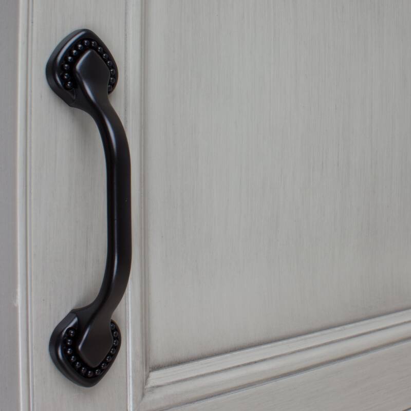 GlideRite 5-Pack 3 in. Center Beaded Spade Matte Black Cabinet Pulls - Matte Black