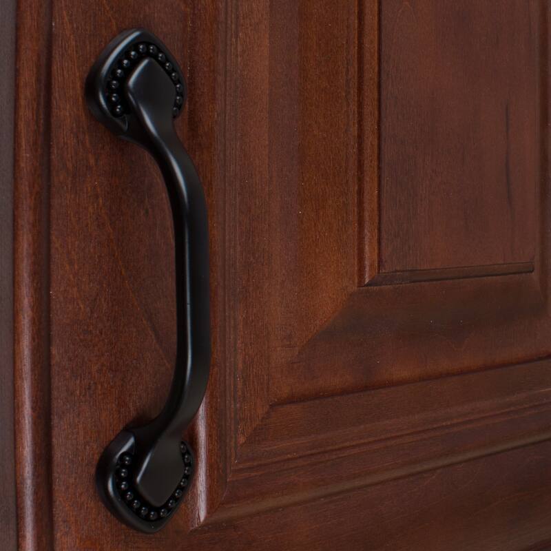 GlideRite 5-Pack 3 in. Center Beaded Spade Matte Black Cabinet Pulls - Matte Black