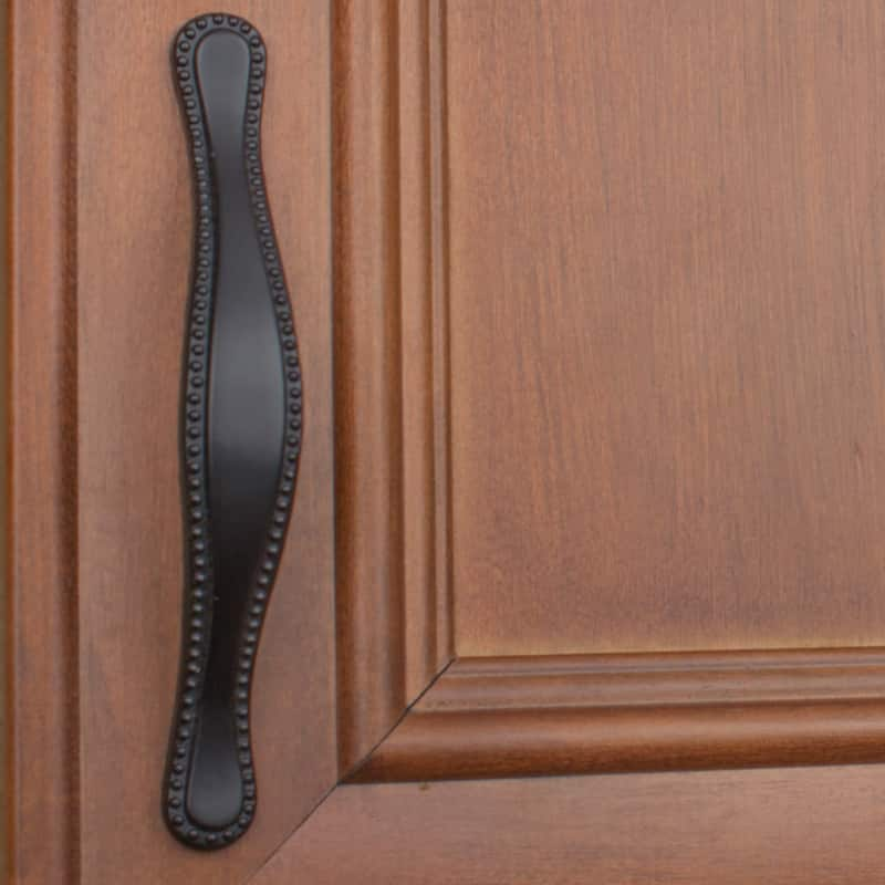 GlideRite 5-Pack 3 Inch Center Matte Black Beaded Cabinet Pulls - Matte Black