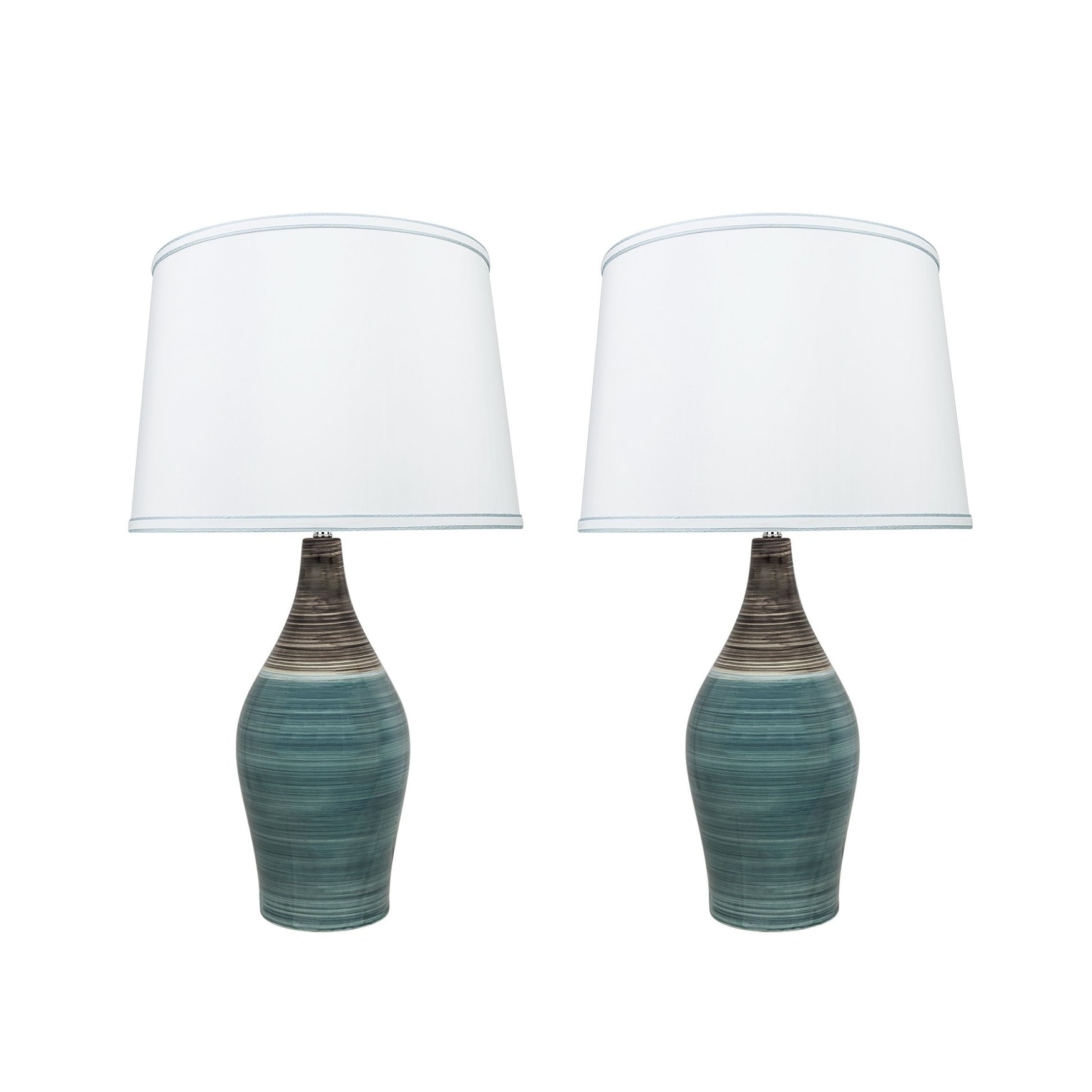 Simple Designs Chrome Mini Basic Table Lamp with Fabric Shade 2 Pack Set