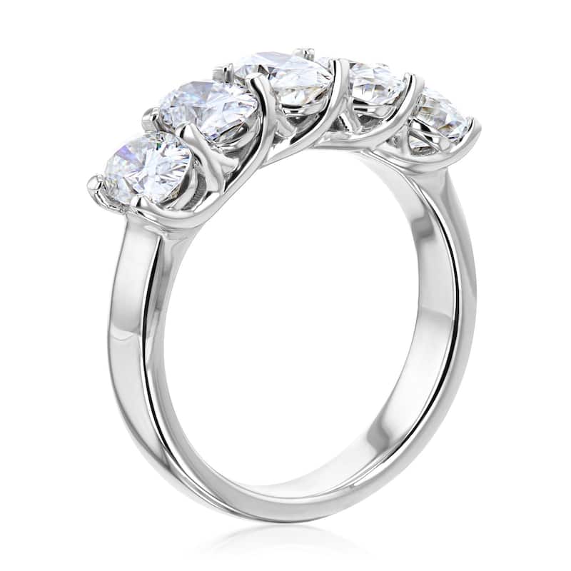Kobelli 2.50 Carat Moissanite 14k Solid Gold Women's Five Stone Trellis X-Prong Oval Elena Wedding Band