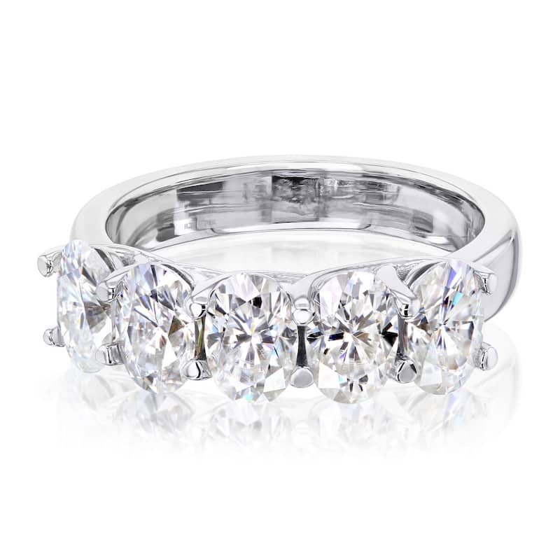 Kobelli 2.50 Carat Moissanite 14k Solid Gold Women's Five Stone Trellis X-Prong Oval Elena Wedding Band