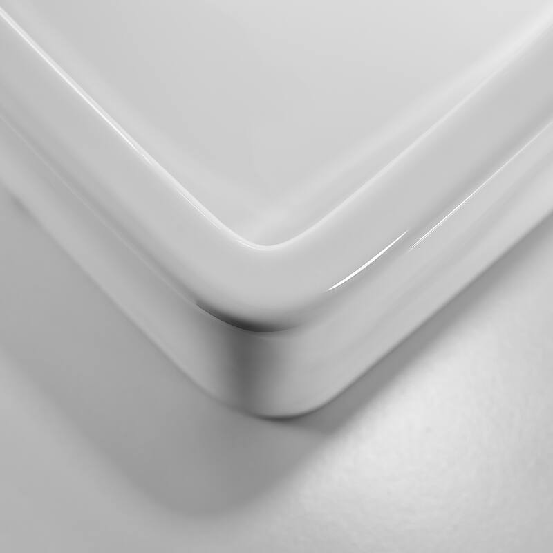 CB HOME Modern Ceramic Basin Rectangular Vessel Sink with Side Flat