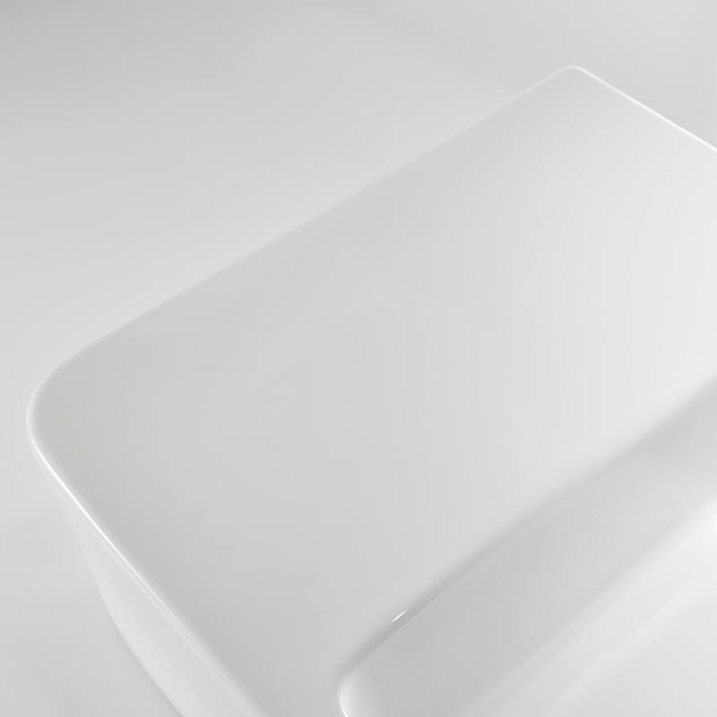 CB HOME Modern Ceramic Basin Rectangular Vessel Sink with Side Flat
