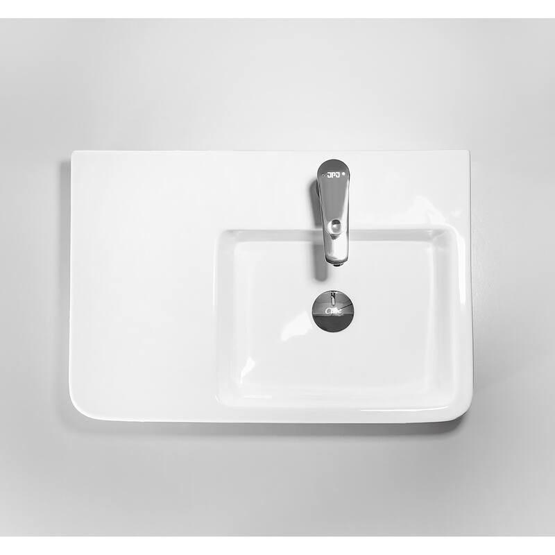 CB HOME Modern Ceramic Basin Rectangular Vessel Sink with Side Flat