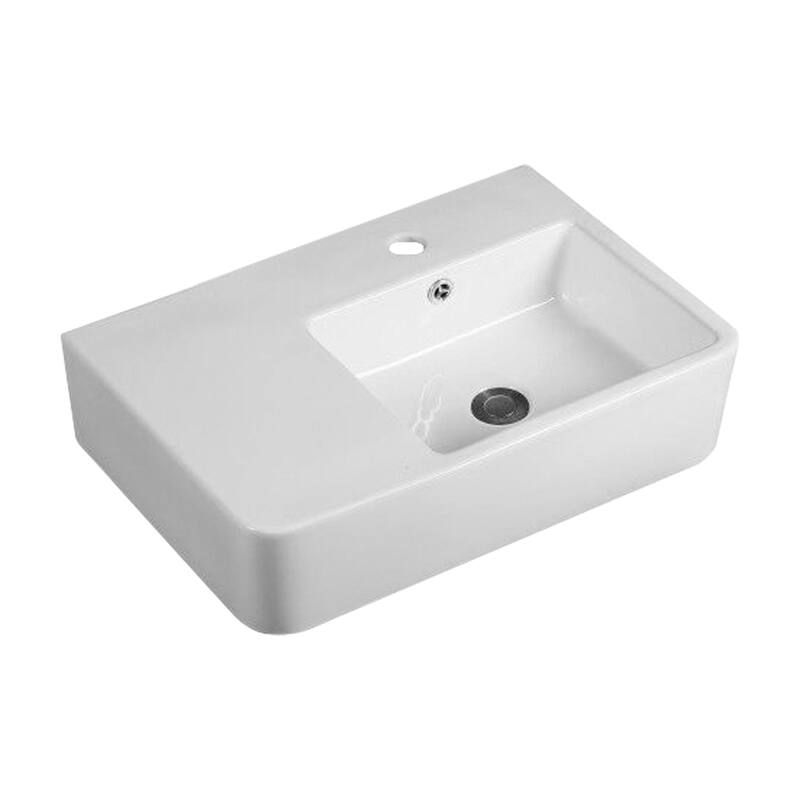 CB HOME Modern Ceramic Basin Rectangular Vessel Sink with Side Flat