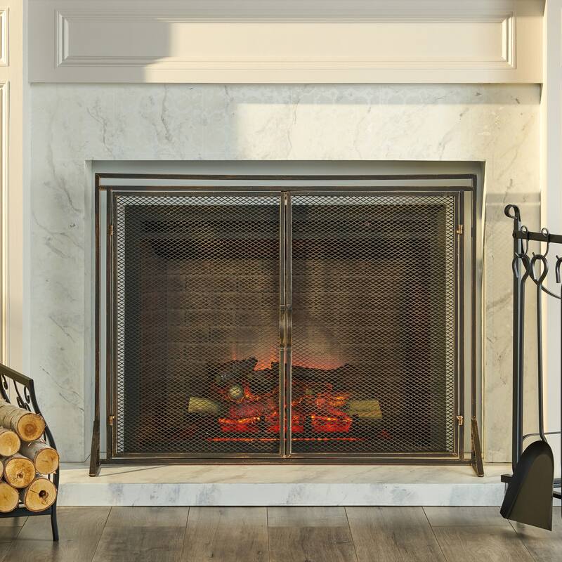 Cartwright Modern Iron Fireplace Screen by Christopher Knight Home - 30.50" H x 40.00" W and is 10.25" D