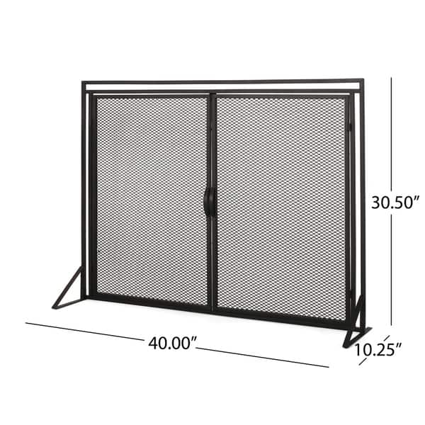 dimension image slide 1 of 2, Cartwright Modern Iron Fireplace Screen by Christopher Knight Home - 30.50" H x 40.00" W and is 10.25" D