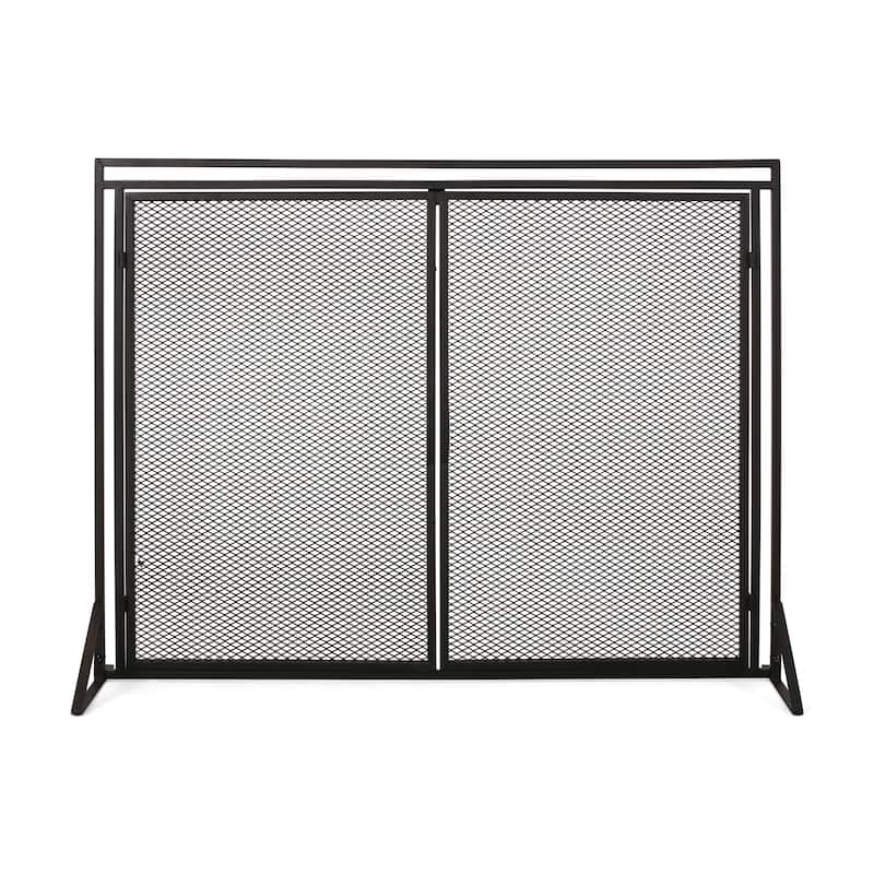Cartwright Modern Iron Fireplace Screen by Christopher Knight Home - 30.50" H x 40.00" W and is 10.25" D - Matte Black