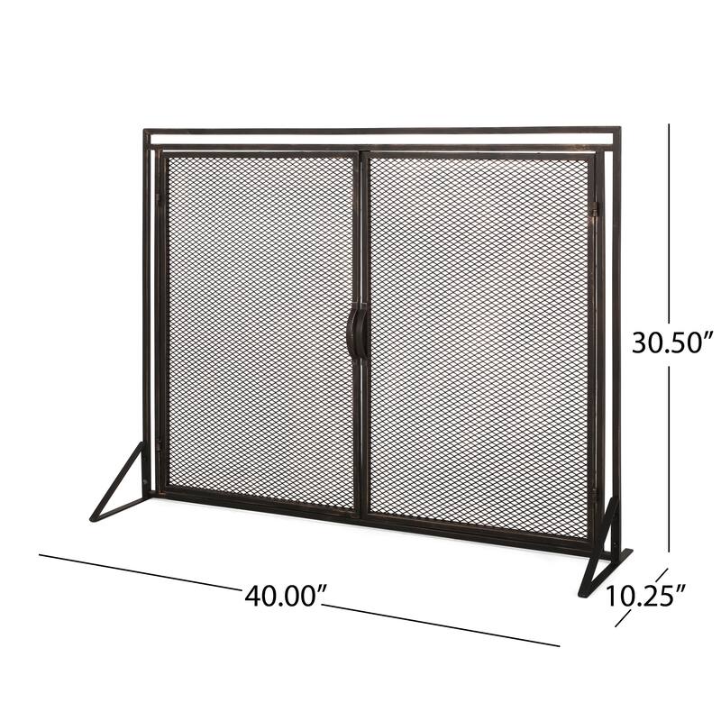 Cartwright Modern Iron Fireplace Screen by Christopher Knight Home - 30.50" H x 40.00" W and is 10.25" D