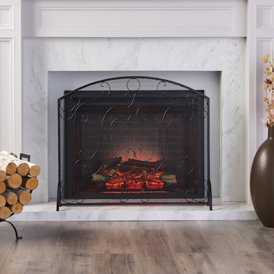 Burnell Contemporary Iron Fireplace Screen by Christopher Knight Home - 30.75" H x 36.00" W x 10.00" D