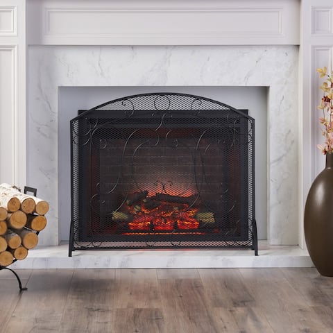 Burnell Contemporary Iron Fireplace Screen by Christopher Knight Home - 30.75" H x 36.00" W x 10.00" D