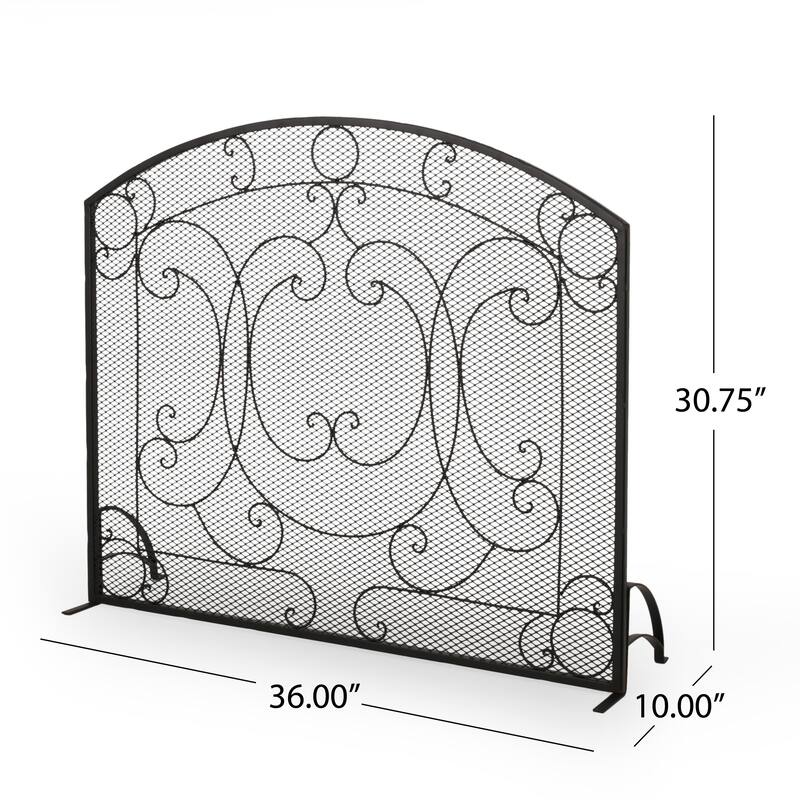 Burnell Contemporary Iron Fireplace Screen by Christopher Knight Home - 30.75" H x 36.00" W x 10.00" D