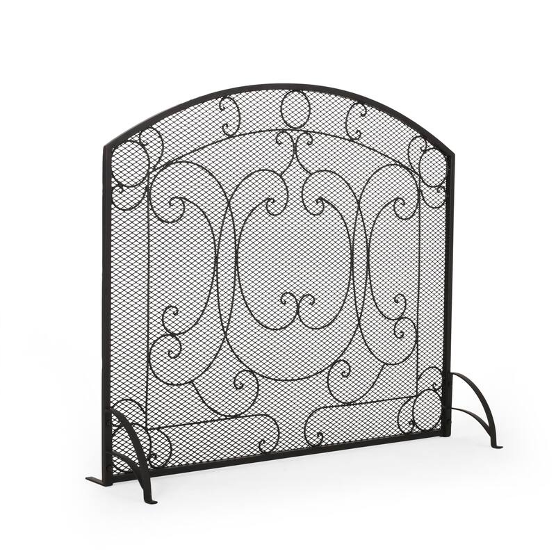 Burnell Contemporary Iron Fireplace Screen by Christopher Knight Home - 30.75" H x 36.00" W x 10.00" D