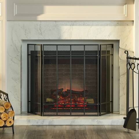Capaum Modern Iron Fireplace Screen by Christopher Knight Home - 30.00" H x 45.50" W x 1.25" D