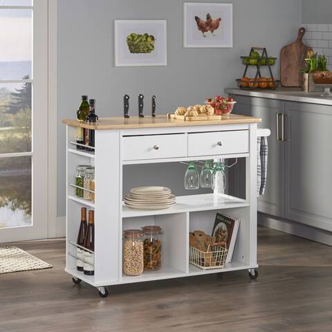 Cato Kitchen Cart with Wheels by Christopher Knight Home - 42.45" W x 17.75" D x 34.40" H