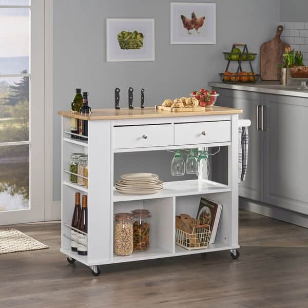 Cato Kitchen Cart with Wheels by Christopher Knight Home - 42.45 W x  17.75 D x 34.40 H - On Sale - Bed Bath & Beyond - 30682704
