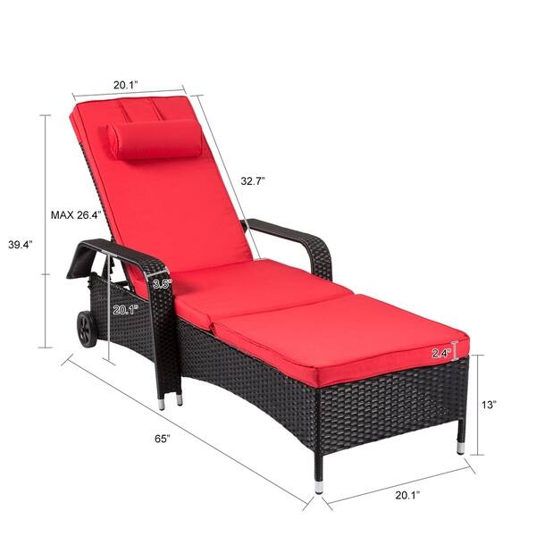 Shop Kinbor Patio Chaise Lounge Outdor Reclining Lounge Chair For
