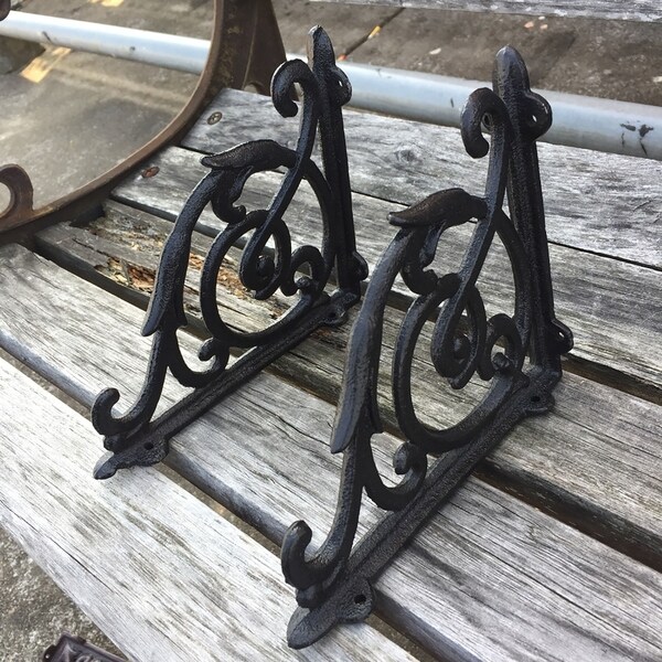 6 Cast Iron Antique Style LARGE RING Brackets Garden Braces Shelf Bracket
