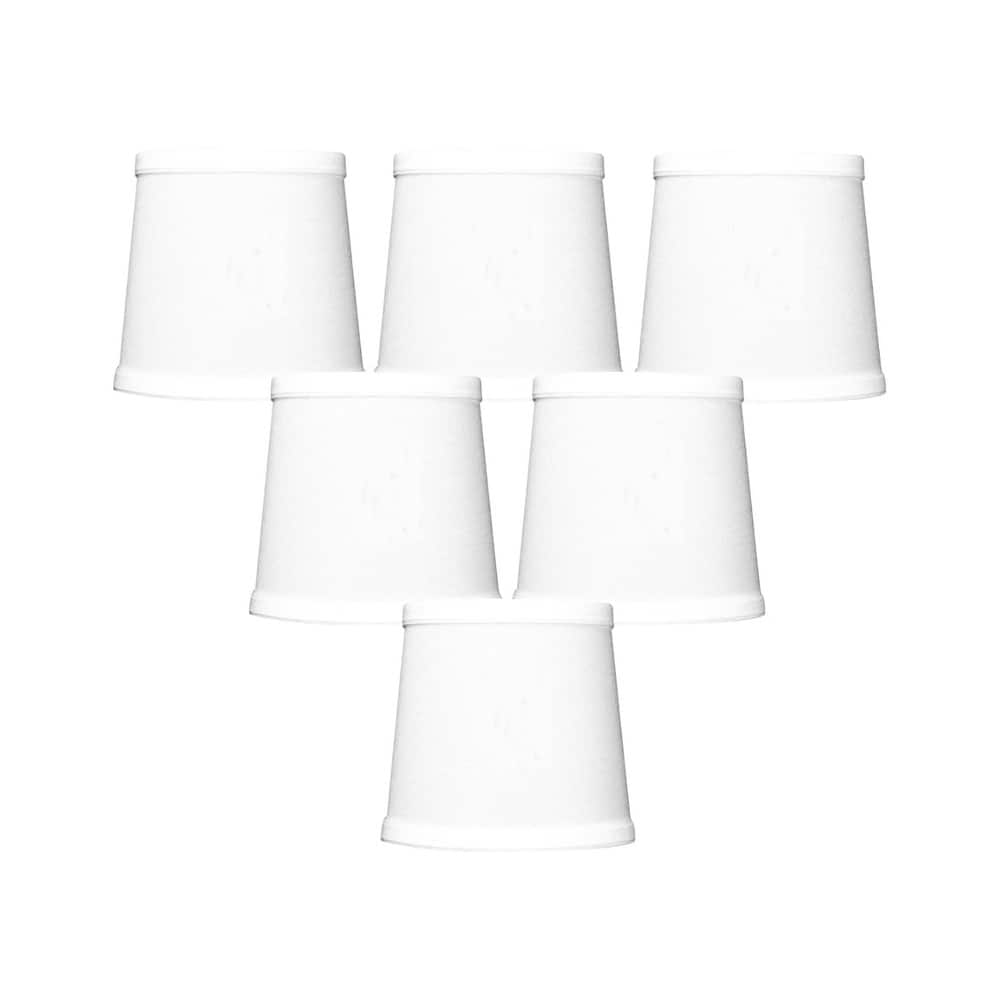Set of 6 White Linen Drum Chandelier Clip-On Lampshade 4x5x5
