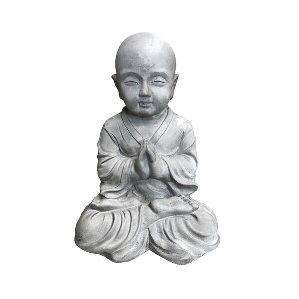 Kante Lightweight Sitting Praying Monk Outdoor Sculpture, 16.5 Inch ...