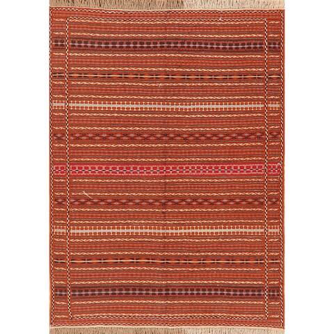 Stripe Tribal Kilim Oriental Area Rug Flat-Woven Afghan Carpet - 4'9" x 6'6" - 4'9" x 6'6"