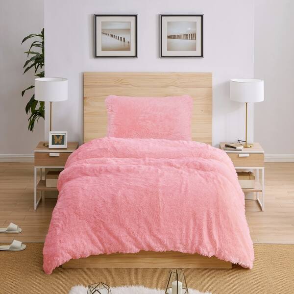 Shop Sweet Jojo Designs Pink Boho Faux Fur 2pc Twin Size Duvet