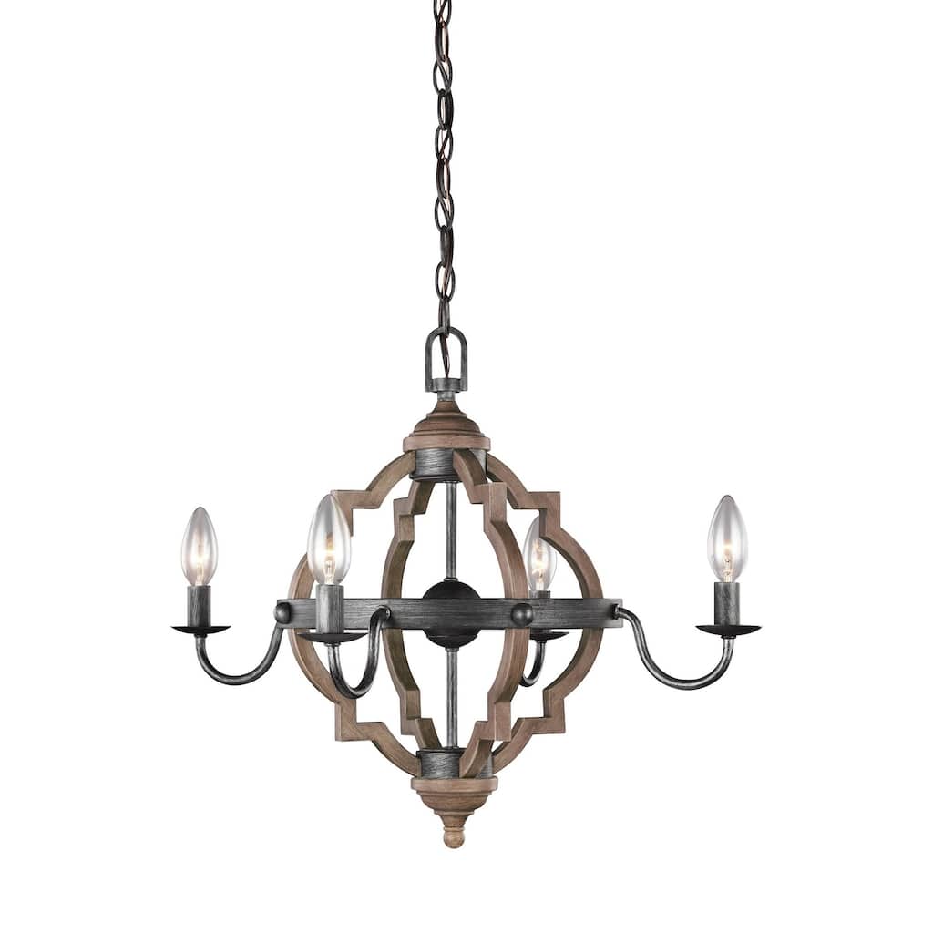 Sea Gull Socorro Stardust and Cerused Oak 4-light LED Chandelier