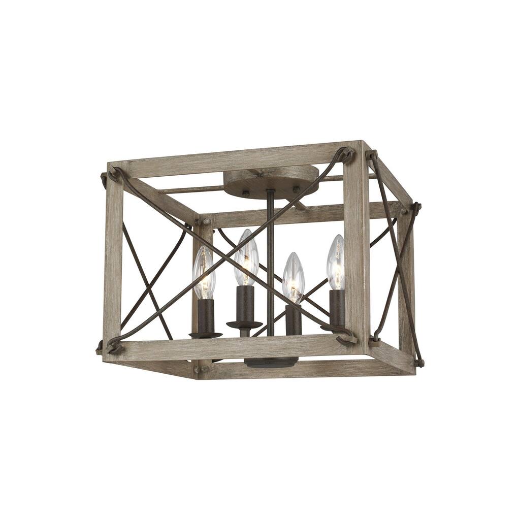 Generation Lighting Thornwood Transitional Four Light Ceiling Flush Mount in Washed Pine