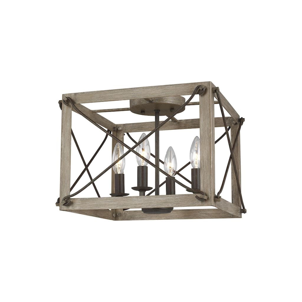 Generation Lighting Thornwood Transitional Four Light Ceiling Flush Mount in Washed Pine