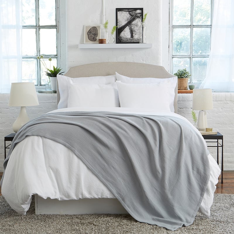 Luxurious Ringspun Cotton Lightweight Bed Blanket - Twin - Light Grey